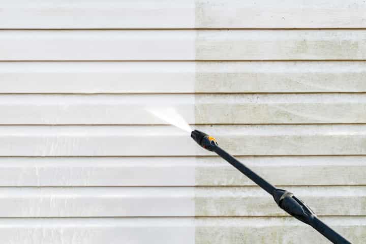 Residential exterior power washing in Arlington Heights, IL: Before and after transformation.